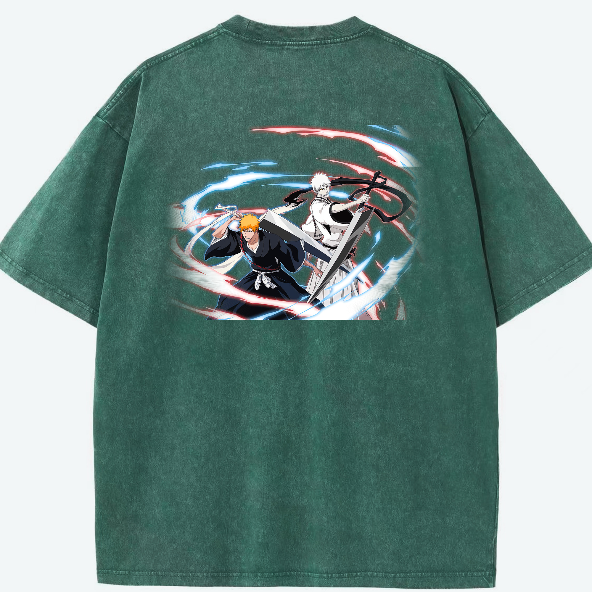（画像用） ブリーチ 黒崎一護（くろさき いちご）BLEACH Kurosaki Ichigo 綿100% ヴィンテージ風 半袖Tシャツ（背面プリント）